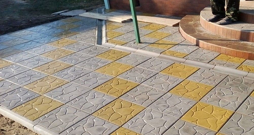 Тротуарная плитка "Старый камень" цвет желтый желтый — фото